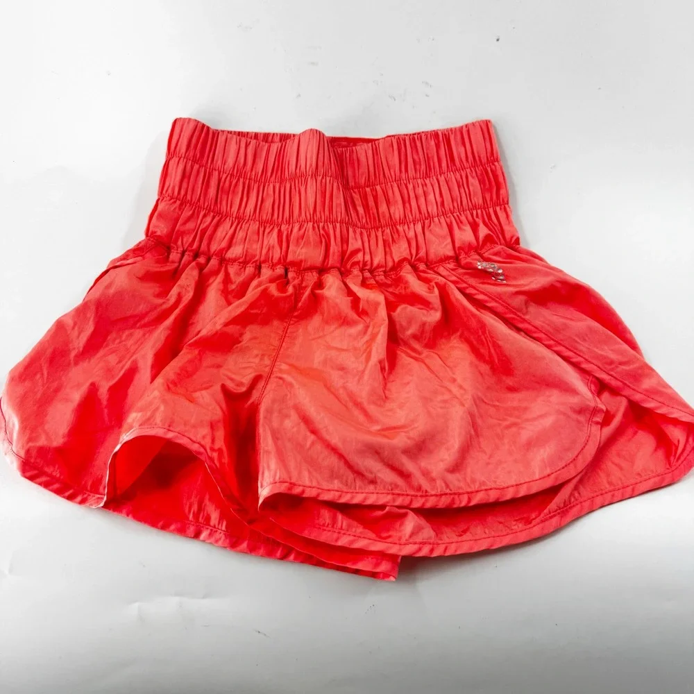 Free People Movement The Way Home Shorts‎ Coral Orange High Waist Smocked XS